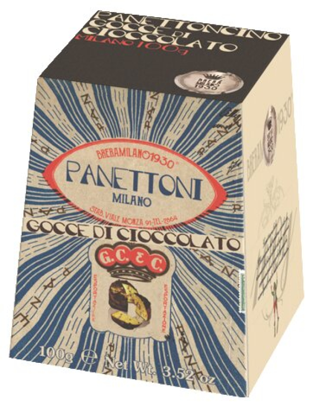 Kleiner Breramilano Panettoncino Cioccolato 100g in der dekorativen Geschenkbox von Il Gusto di Mario